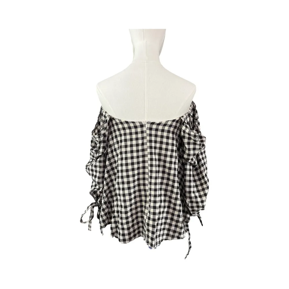 NWT Miou Muse Gingham Black and White Off - Image 4