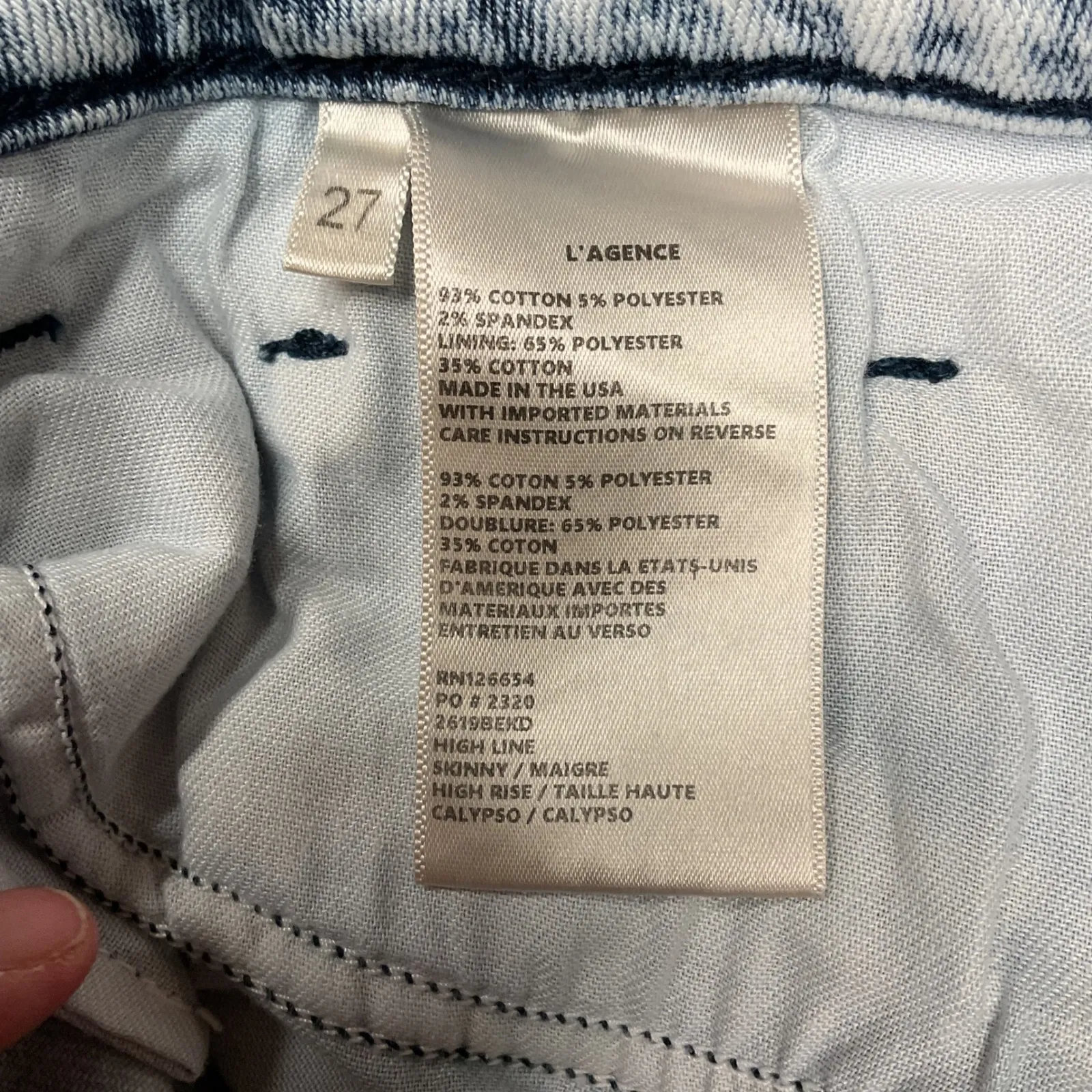 L'agence Women's Distressed Skinny Jean Size 27 Acid Wash Denim High Rise - Image 6