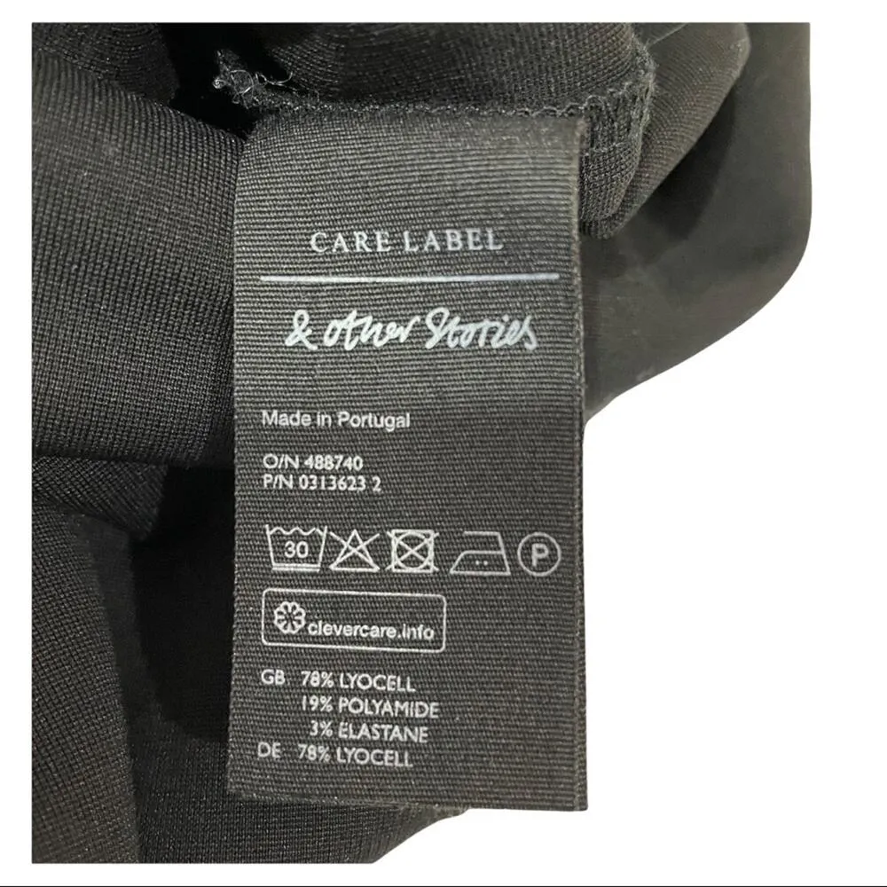 & Other Stories Side Grommet Lace Up Short Sleeve Black Dress - US 4 - Image 8