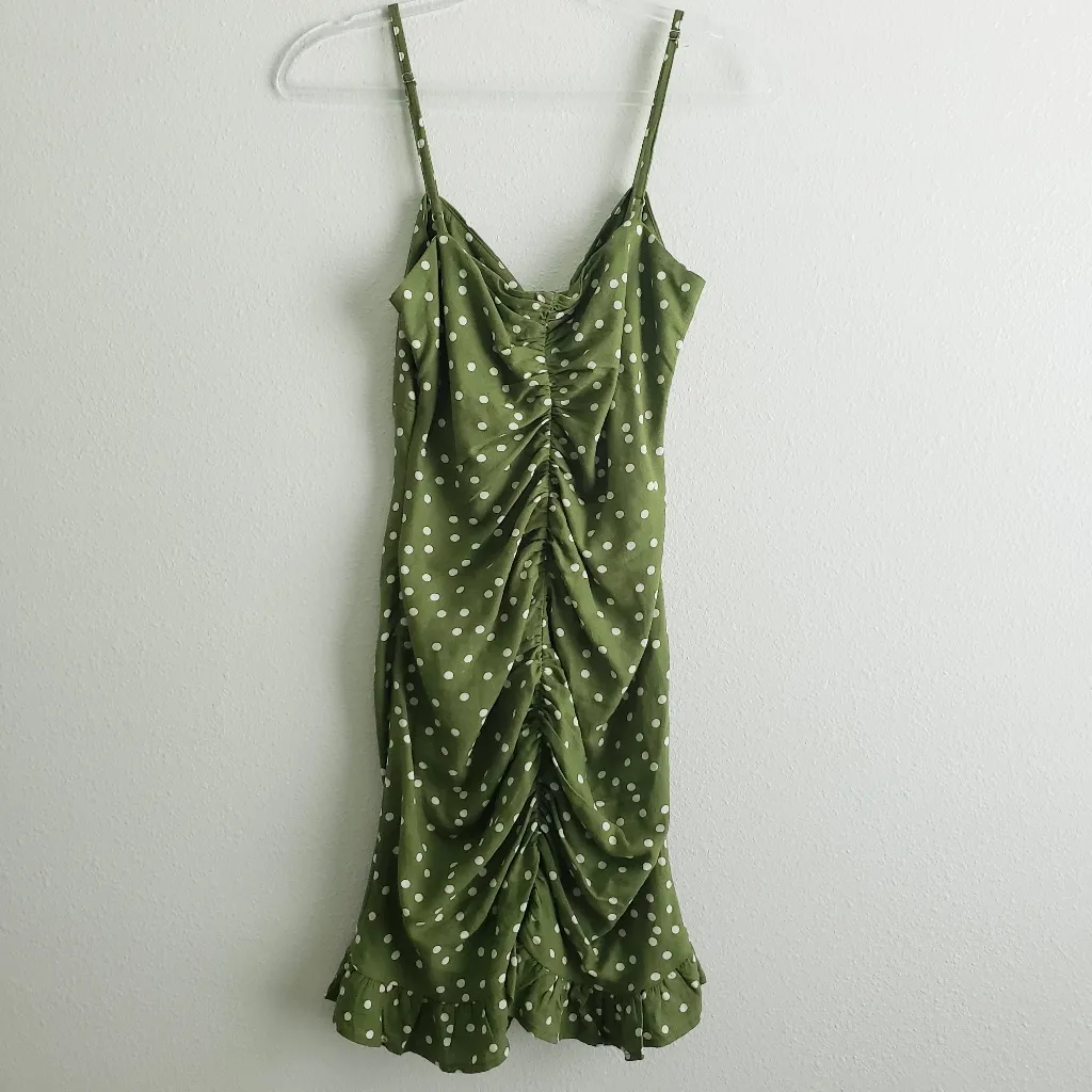 Zara Polka Dot Mini Rushed Ruffle Dress - Image 7