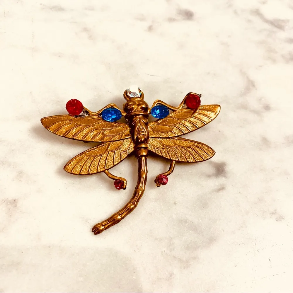 DRAGONFLY BROOCH / PIN Gold - Image 5