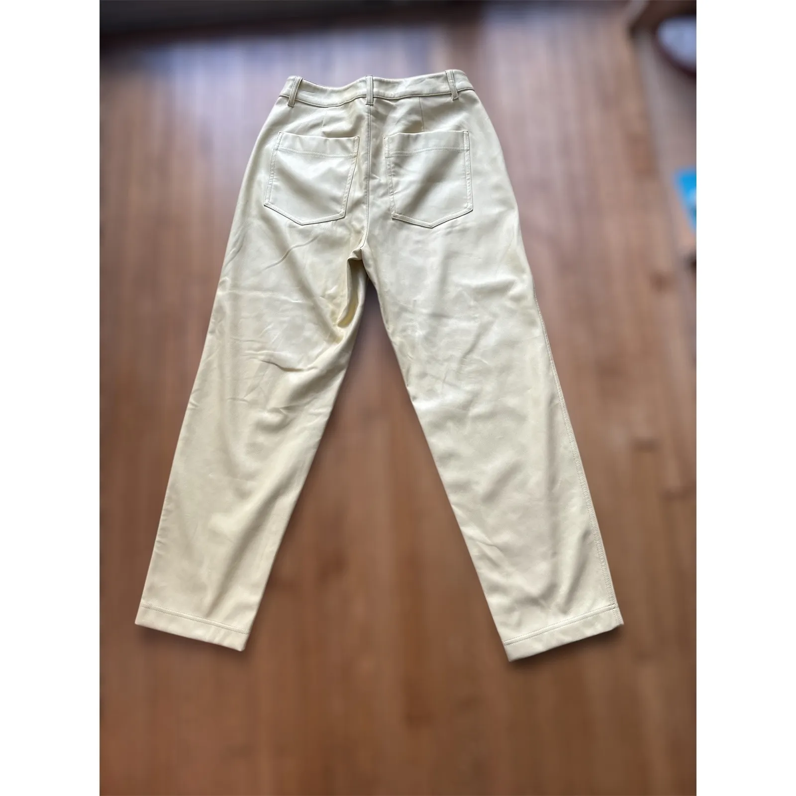 A New Day Cream Faux Leather Straight Leg Pants Women Size 8 - Image 2