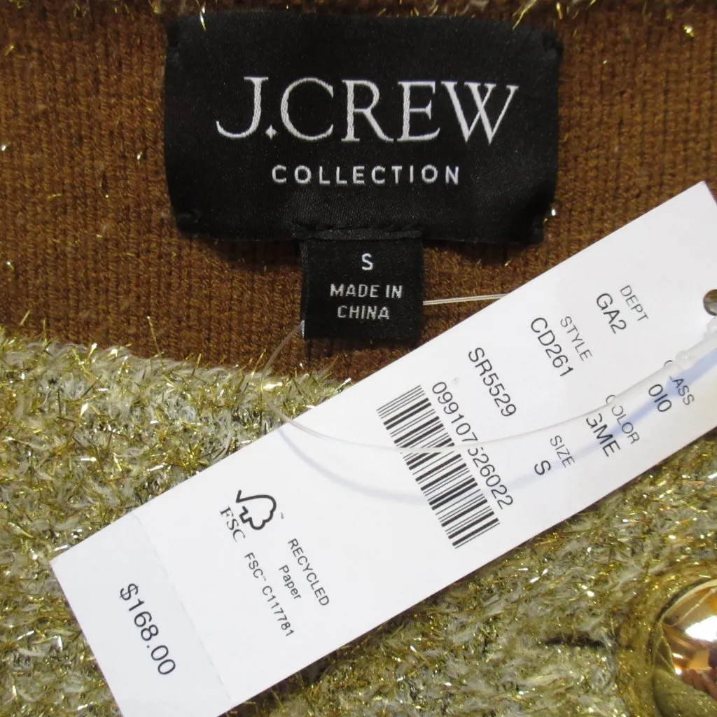 NWT J.Crew Collection Oversized Double-faced Cardigan in Gold Metallic Jacket S - Image 6