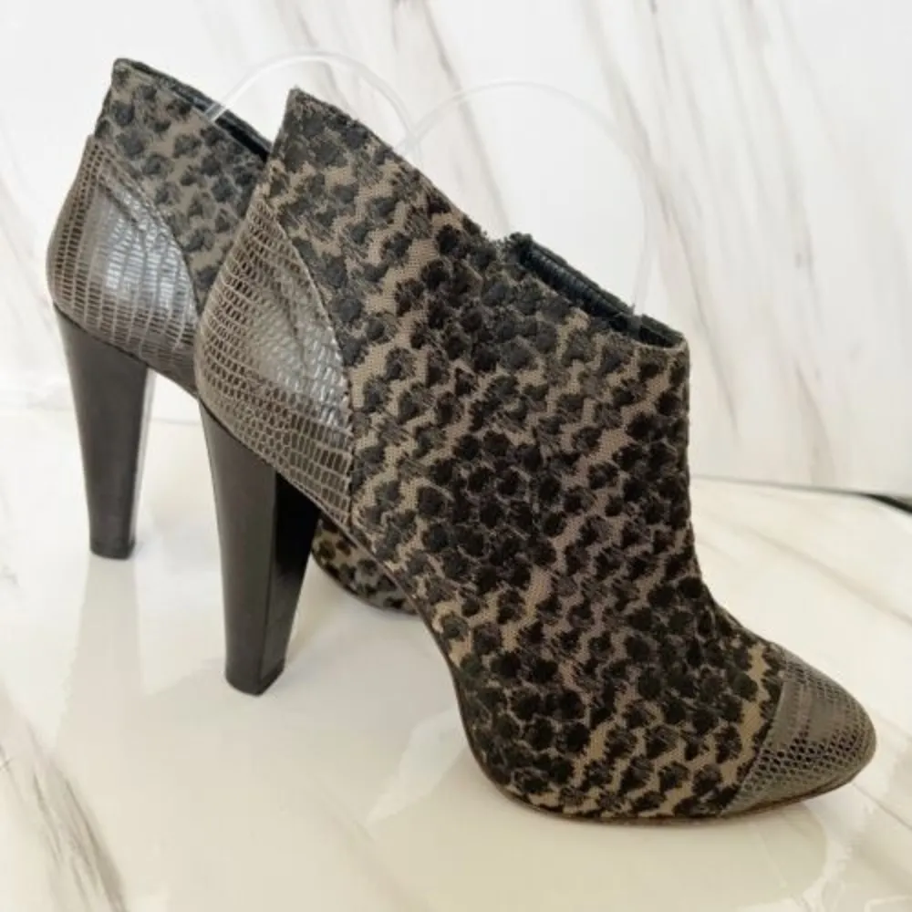 Anthropologie Tibi Italian Leather Ankle Heels Boots Brown Nude 9 Embroidered - Image 7