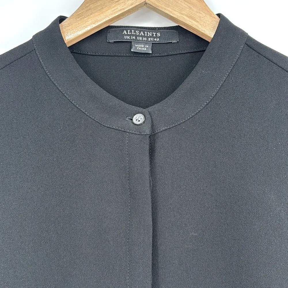 ALL SAINTS Lin Long Sleeve Dress Women’s Size 10 in Black in EUC! - Image 3