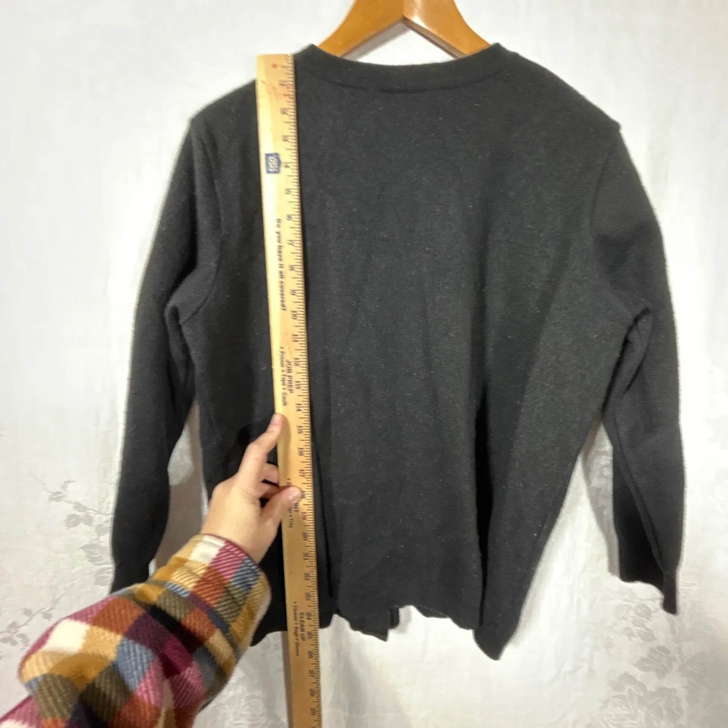 Gerwi Cardigan Sweater Large Black Merino Wool Blend READ Made in Germany - Image 12