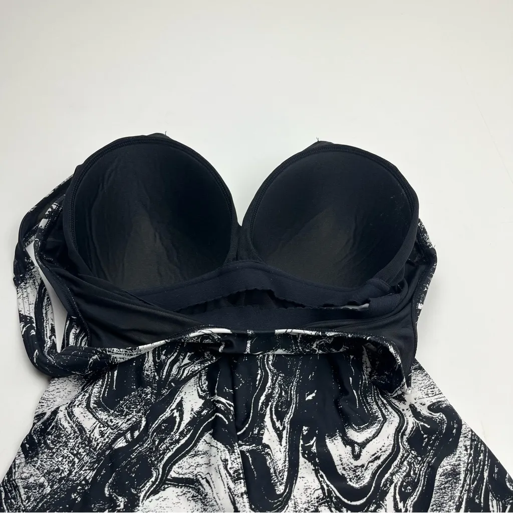 Swimsuits for All Black White One Piece Swimsuit Ruffle Size 16 Bathing Summer - Image 7