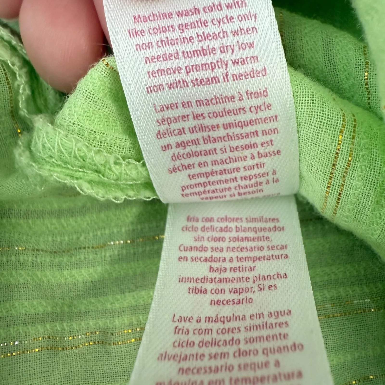 Lilly Pulitzer Esme Lurex Crinkle Green Tunic Crepe Dress Gold 3/4 Sleeve Size S - Image 5