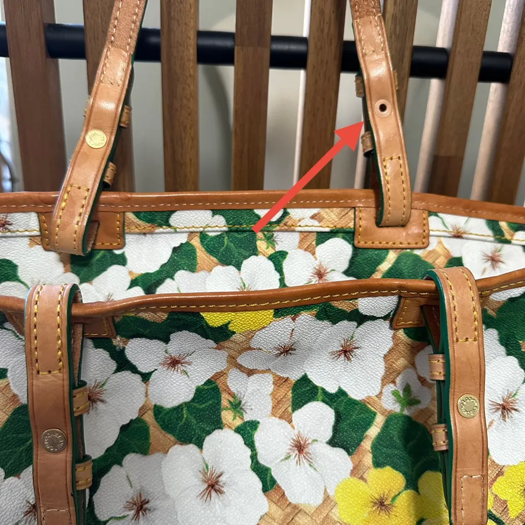 Dooney Bourke Leisure Large Shopper Yellow White Floral Tote Shoulder Bag - Image 12