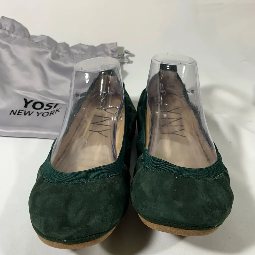 YOSI NEW YORK FOLDABLE TRAVEL BALLET FLATS WOMEN MICROSUEDE GREEN SZ 10 PREOWN - Image 5