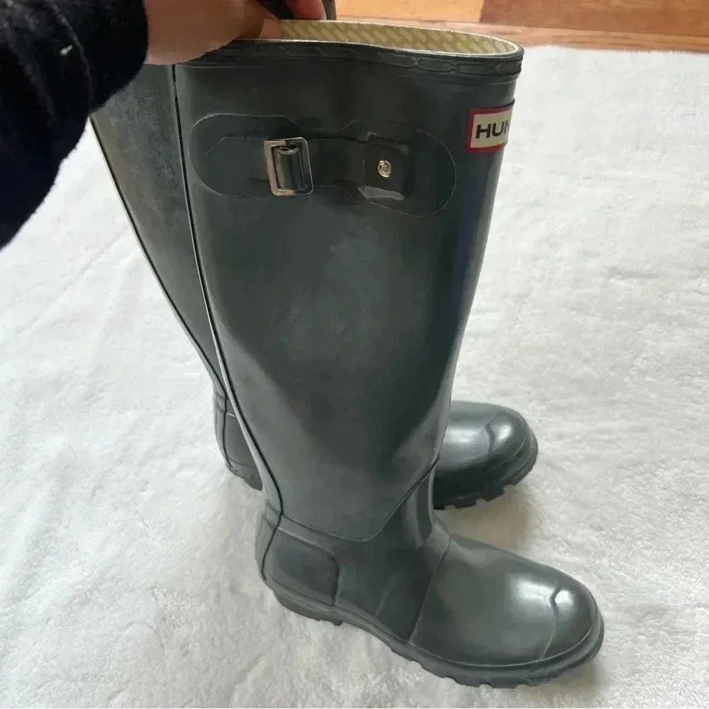 Hunter Original Gloss Tall Gray Rain Boots Size 5M 6F US.  37 - Image 3