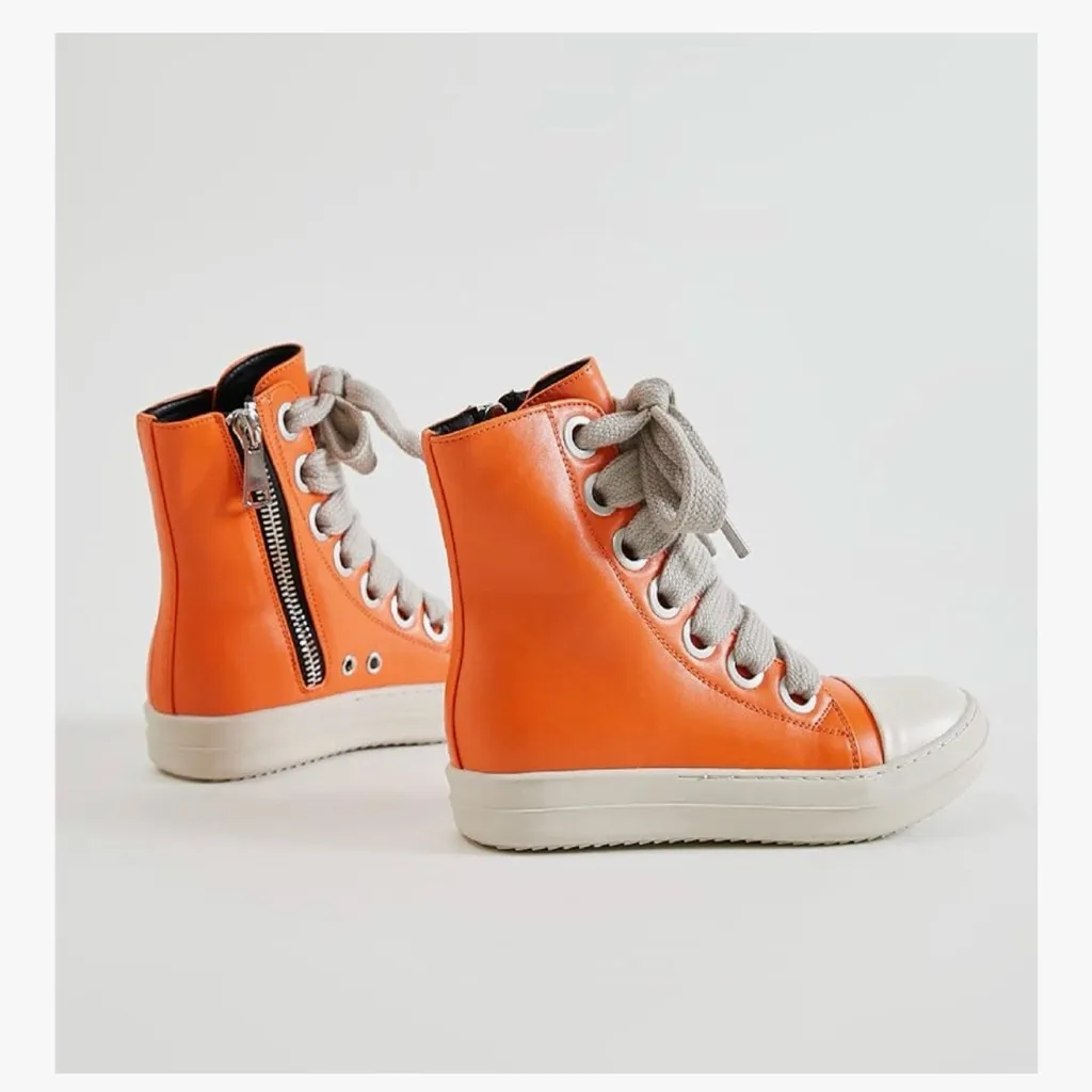 Mofeedouka Women’s Orange High Top Sneakers Comfort Platform Zipper 42 10 Size 11 - Image 8