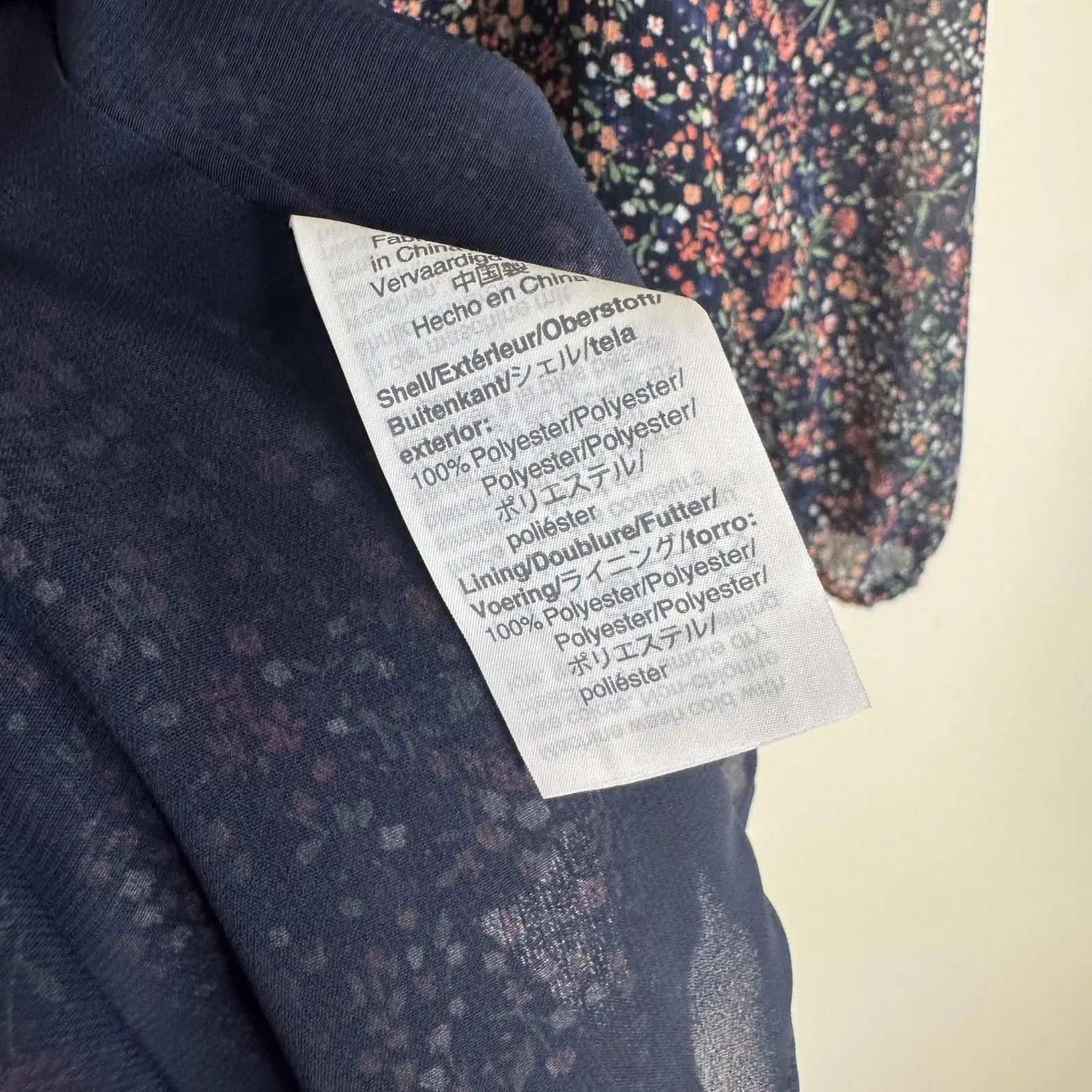 J. Crew Mercantile Dress Womens Extra Small Navy Blue Floral Long Sleeve XS - Image 9