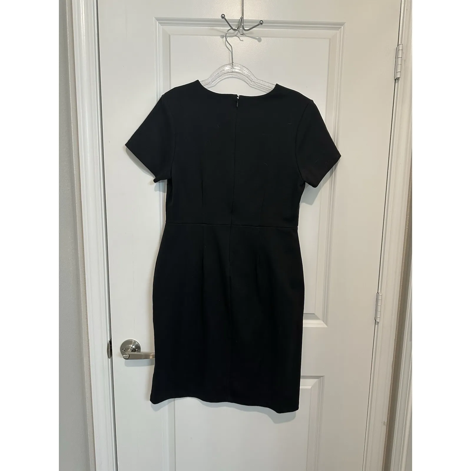 Old Navy Black Sheath Dress L Tall Short Sleeve Stretch‎ Work Career Minimalist - Image 2