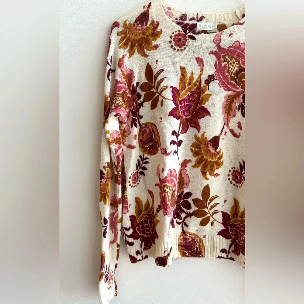 Spartina 449 Fall Floral Crewneck Sweater, Size Medium - Image 12