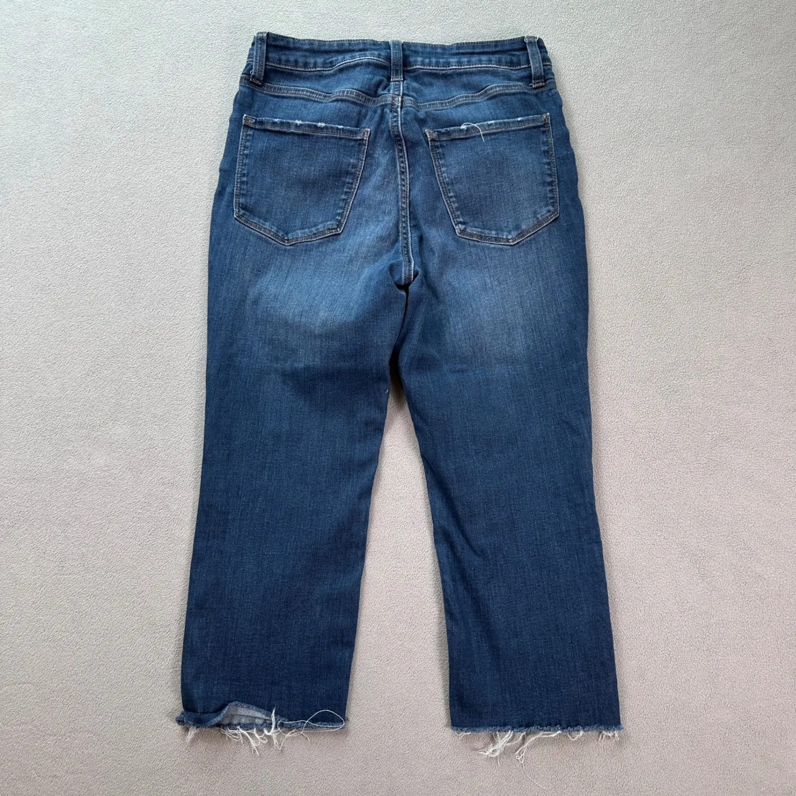 LC Lauren Conrad Skinny Jeans Womens 8S Blue Medium Wash Button Fly Raw Hem - Image 2