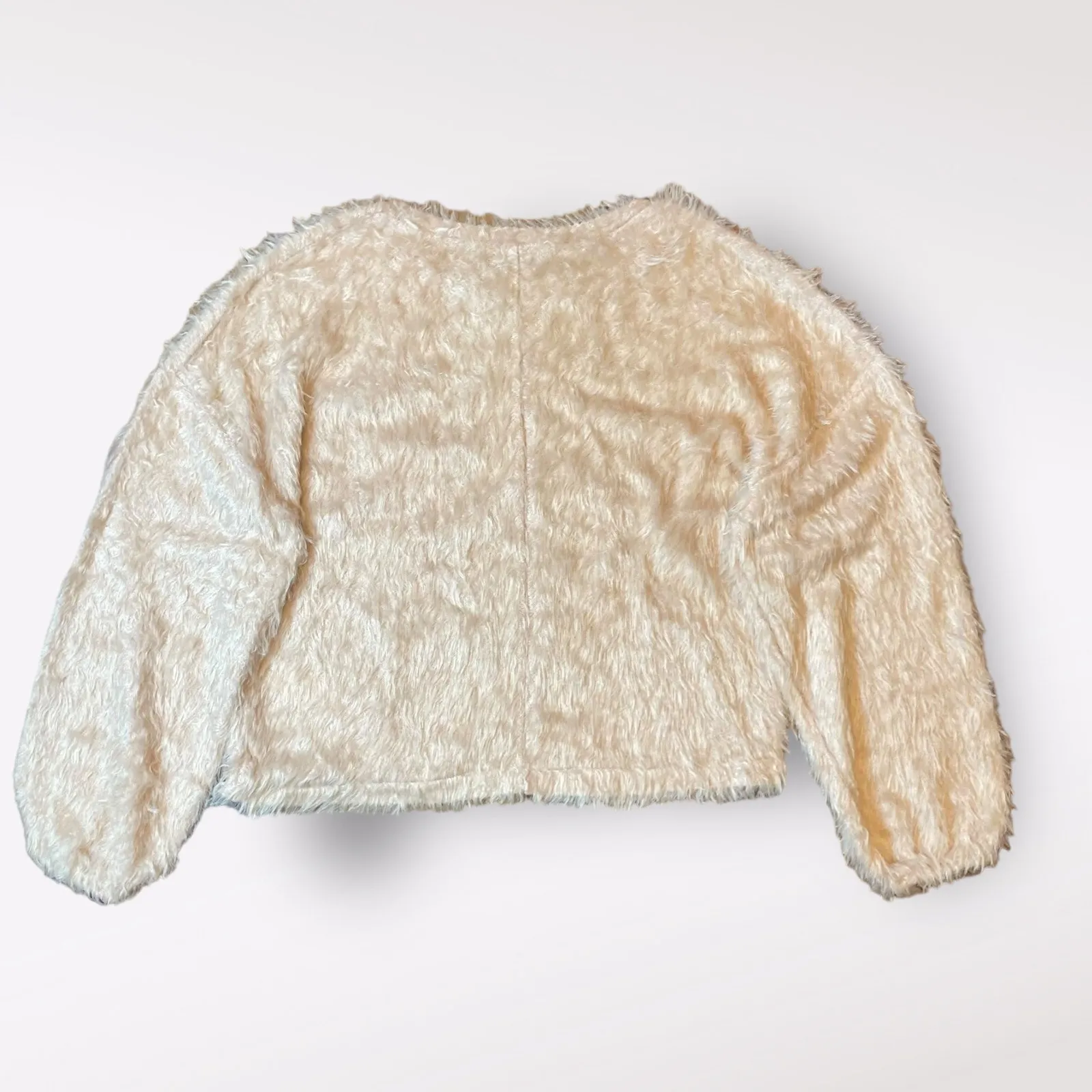 Zara Peach Furry Funky Indie Boho‎ Long Sleeved Sweater Size S - Image 3