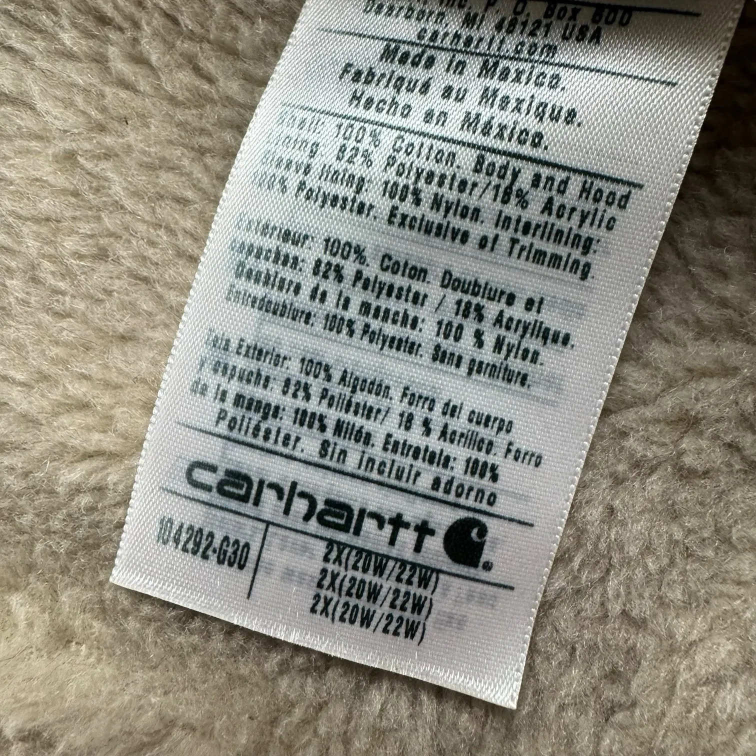 Carhartt Sierra Jacket‎ 104292-G30 Sea Glass Teal Hooded Sherpa Lined Size 2XL - Image 3