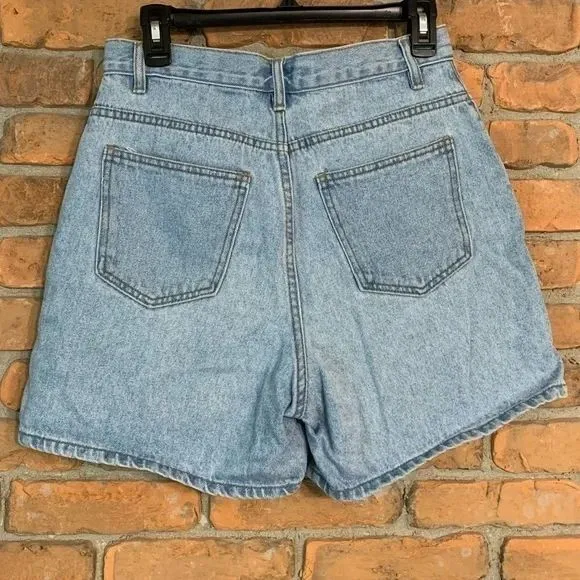Vintage Bugle Boy Shorts Womens 8 Blue High‎ Waist Denim Button Fly Light Wash - Image 2