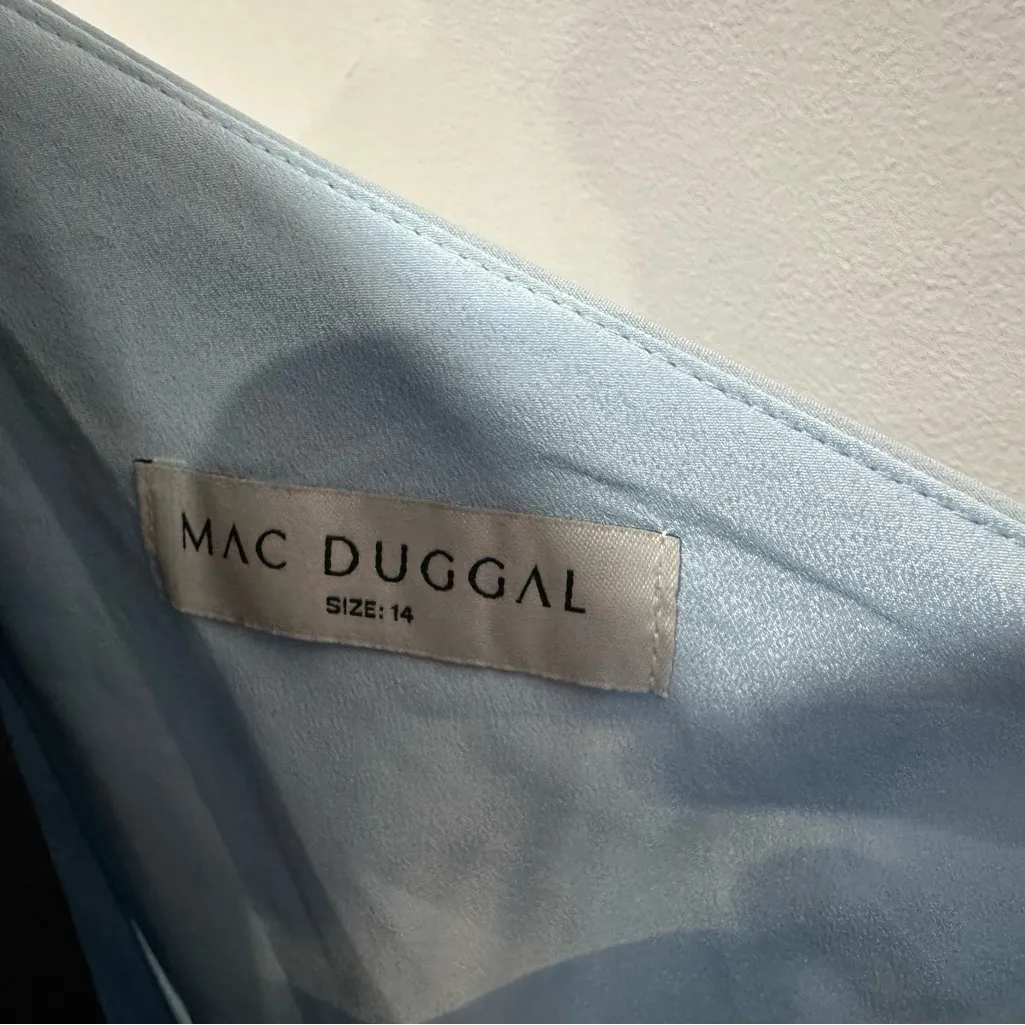 Mac Duggal 2304 Powder Blue Blue One Shoulder Mermaid Gown With 3D Flower - Image 5