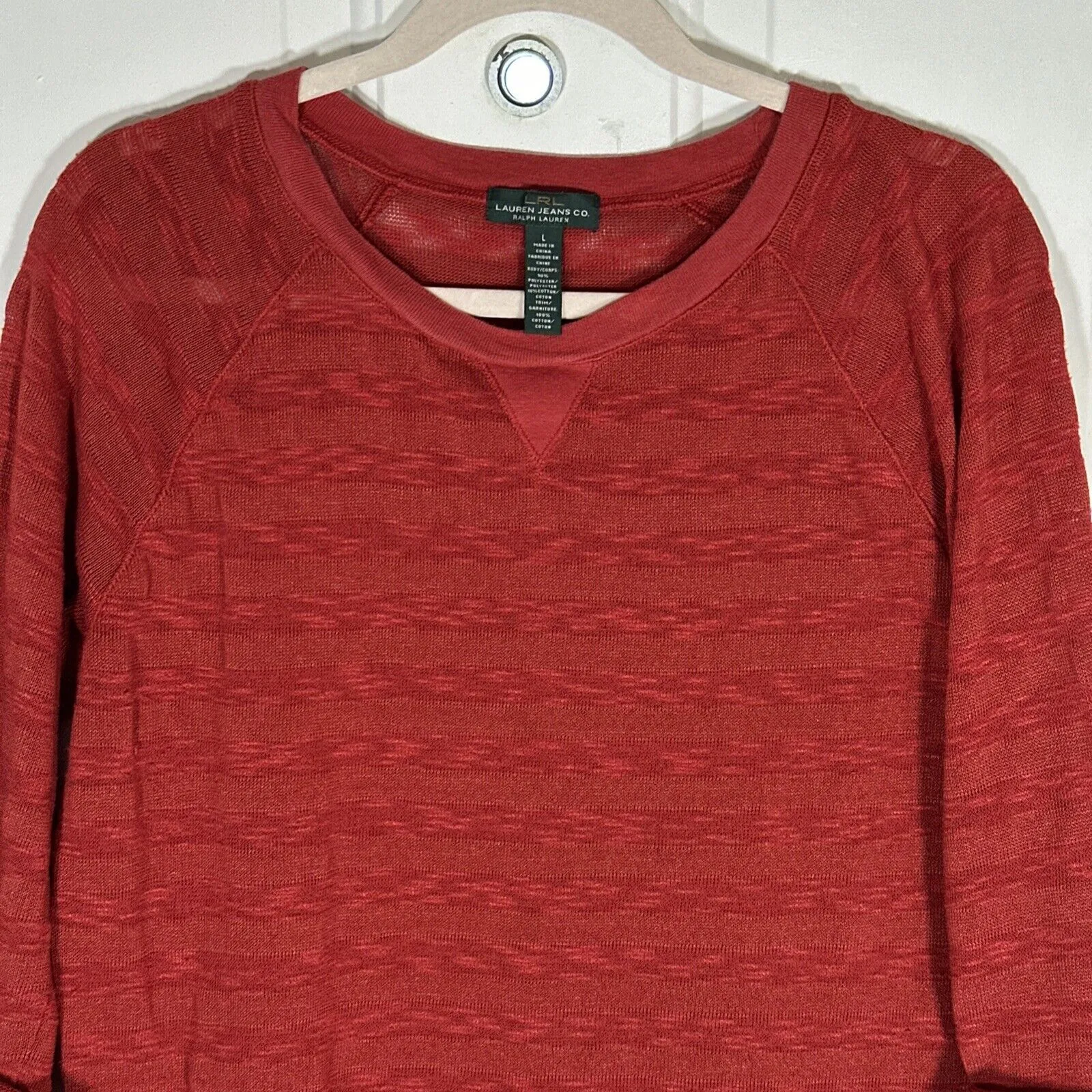 Lauren Ralph Lauren Shirt Womens Large‎ Red Lightweight Knit Long Sleeve Ladies - Image 2