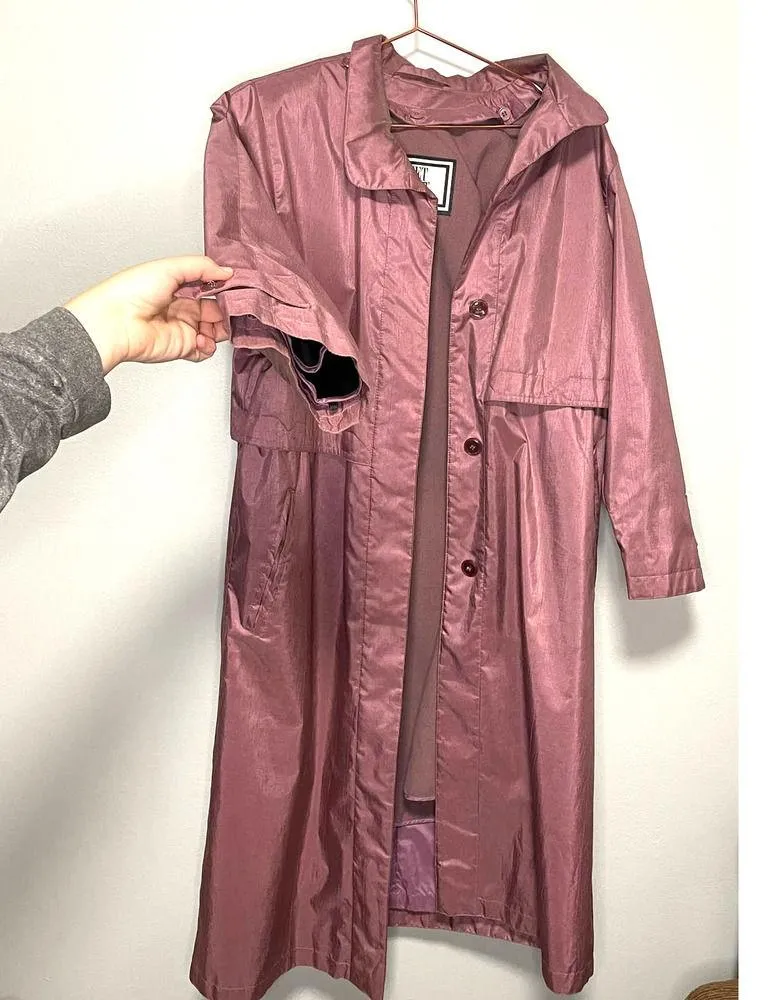 Fleet Street Full Length Overcoat Trench Coat Style Rose Pink Size 6P - Image 3