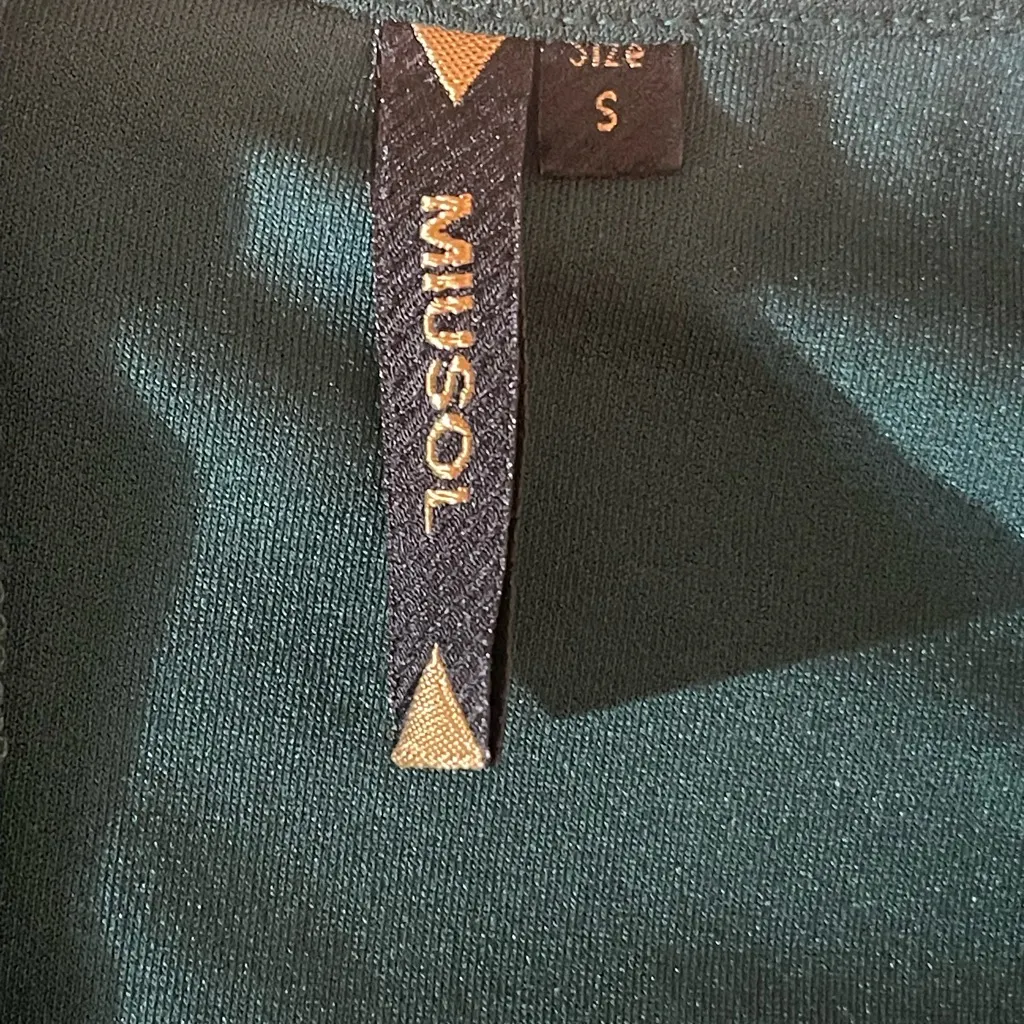 MiuSol Green Ruffle Sleeve Wrap Pencil Dress Size S Work Cocktail Elegant - Image 3