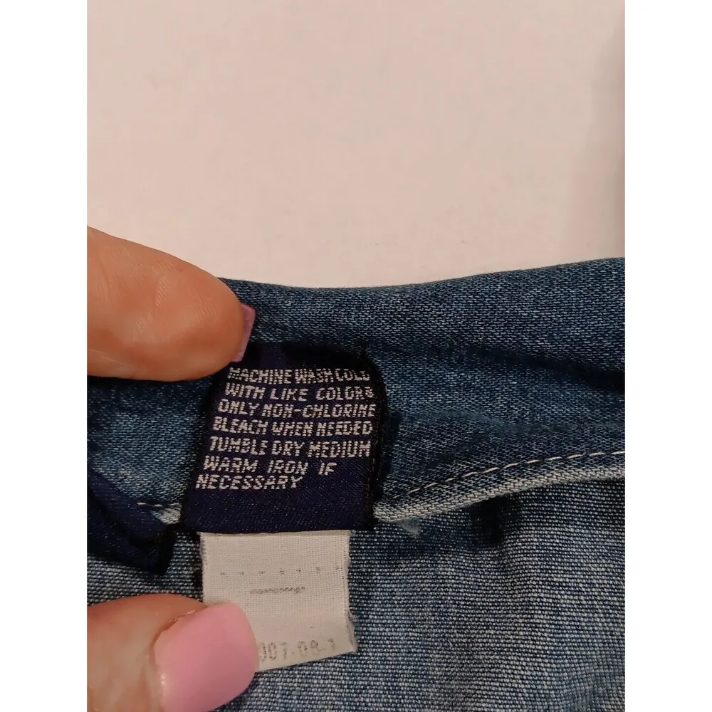 Vintage Gap Mini Denim Dress Button Up Strappy Boho Very Y2K Size 4 - Image 5