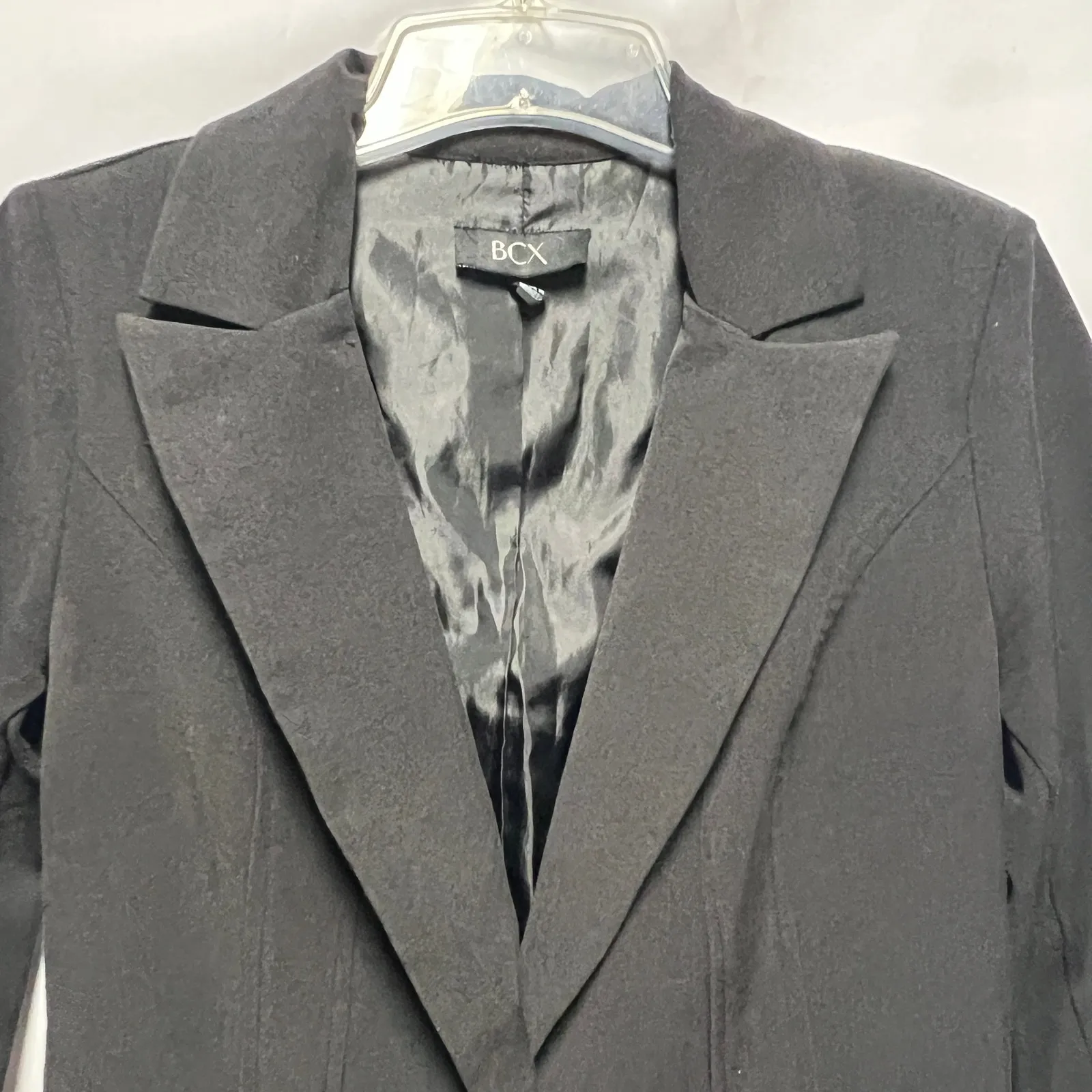 BCX  Black Blazer Jacket Size Medium Button Front Folded Sleeves - Image 3