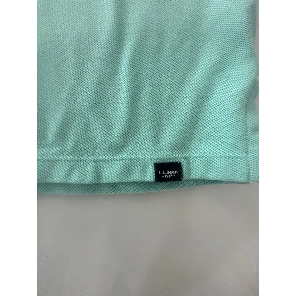 L.L. Bean Polo Shirt Womens XL Solid Mint Short Sleeve Cotton Preppy Golf Tennis - Image 4