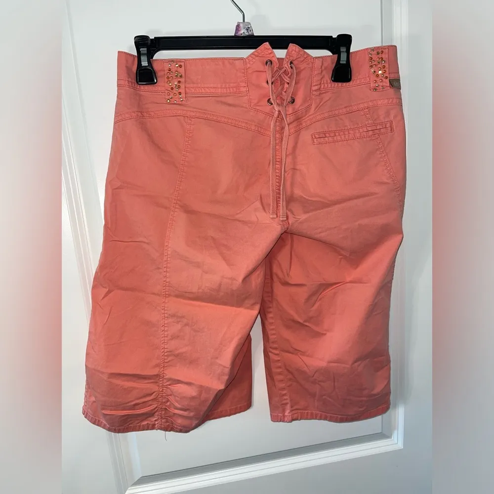 Candie’s Y2K Vintage Crystal Bead Lace Up Sparkle Cargo Utility StyleShorts Sz 9 - Image 6