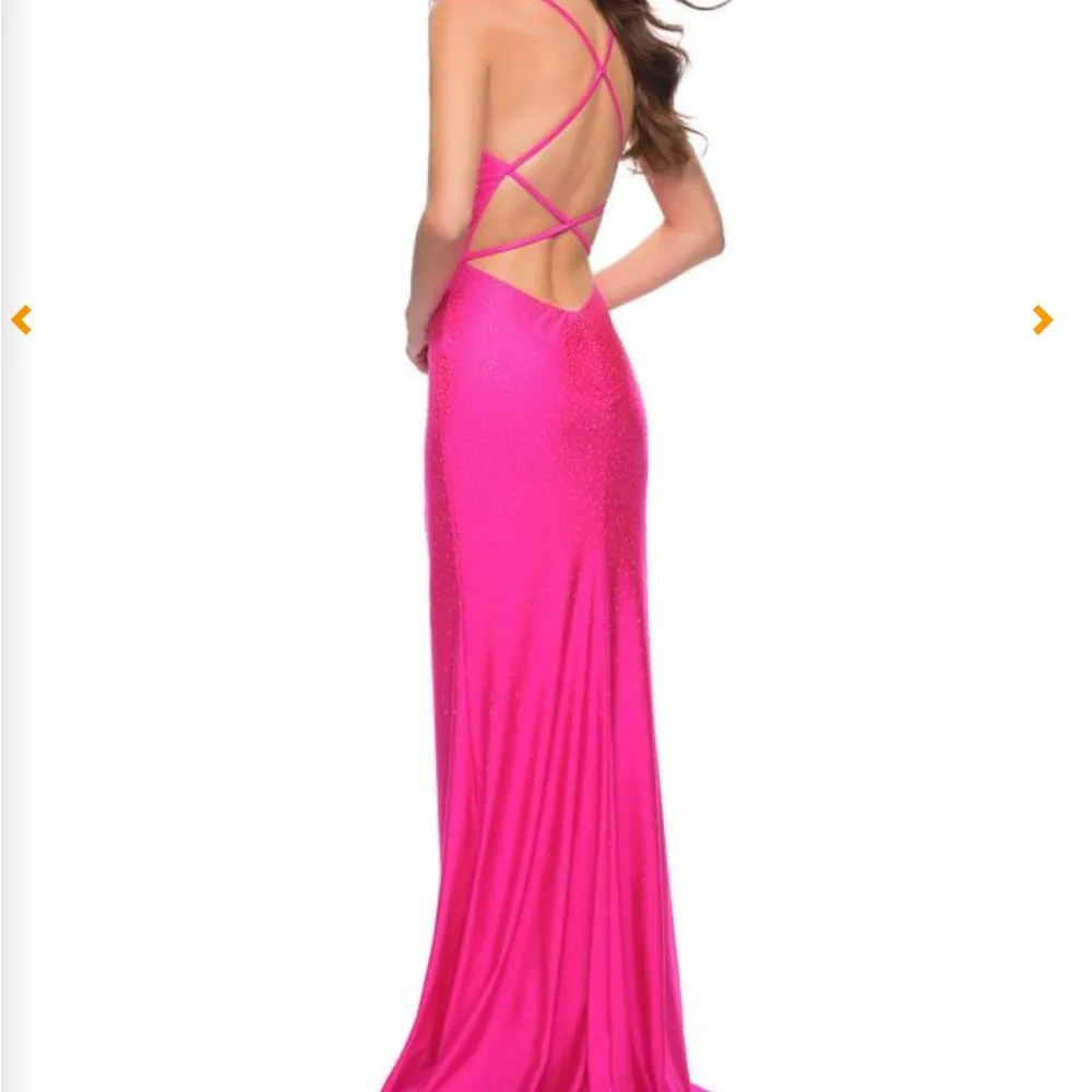 La Femme 29969 Neon Pink Beaded Strappy Bead Gown 8 - Image 2