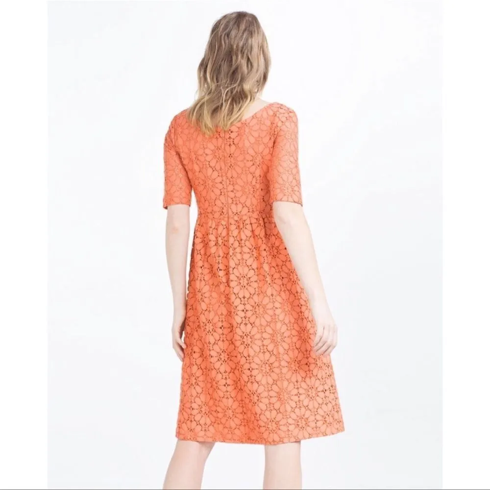 Zara Coral Lace Eyelet Dress - Image 14