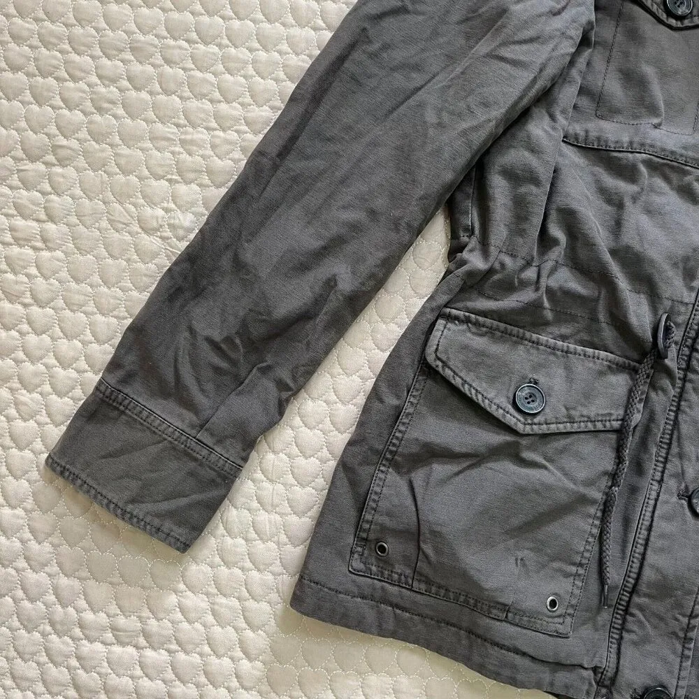 NWOT LEVI’S Womens Red Tab Sz M Grey Anorak Jacket Hooded Zip Up Lined W/Buttons - Image 9