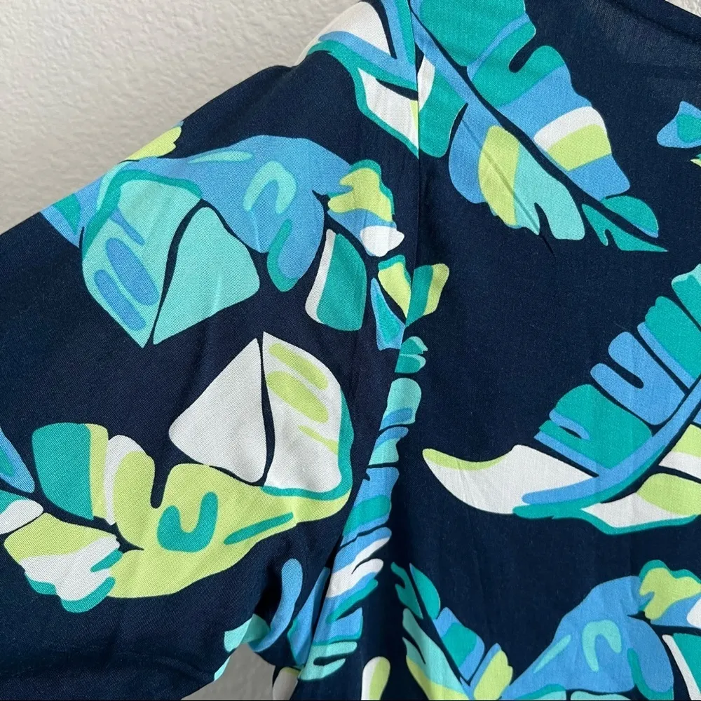 Escapada Living Abstract Tropical Floral Casual Dress Tie Arm Small - Image 8