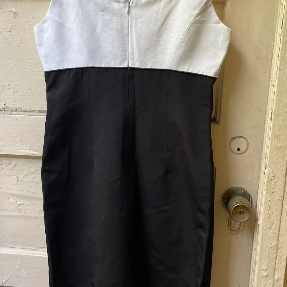 Tahari Petite black and white colorblock sleeveless zipper sheath dress size 4P - Image 9