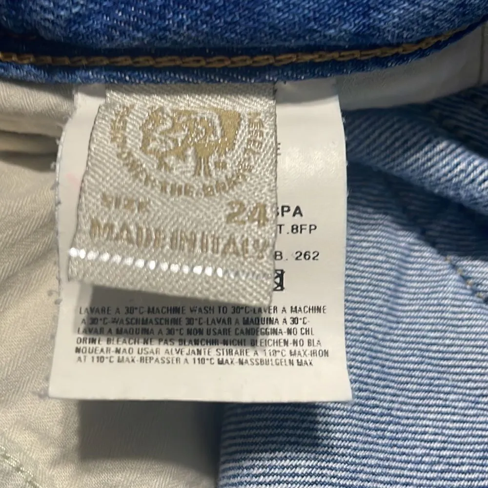 Diesel Bebel Embroidered Pockets Leather Mini Pocket Low Rise Straight Leg Sz 24 - Image 5