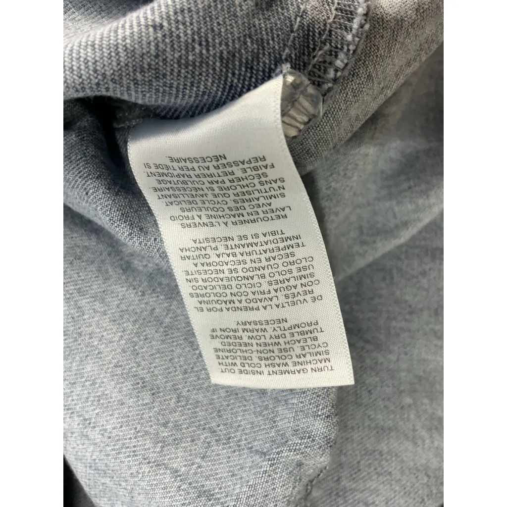 Womans Habitual Knee Length Dress Large Blue Denim Long Sleeve Full Snap Pockets - Image 5