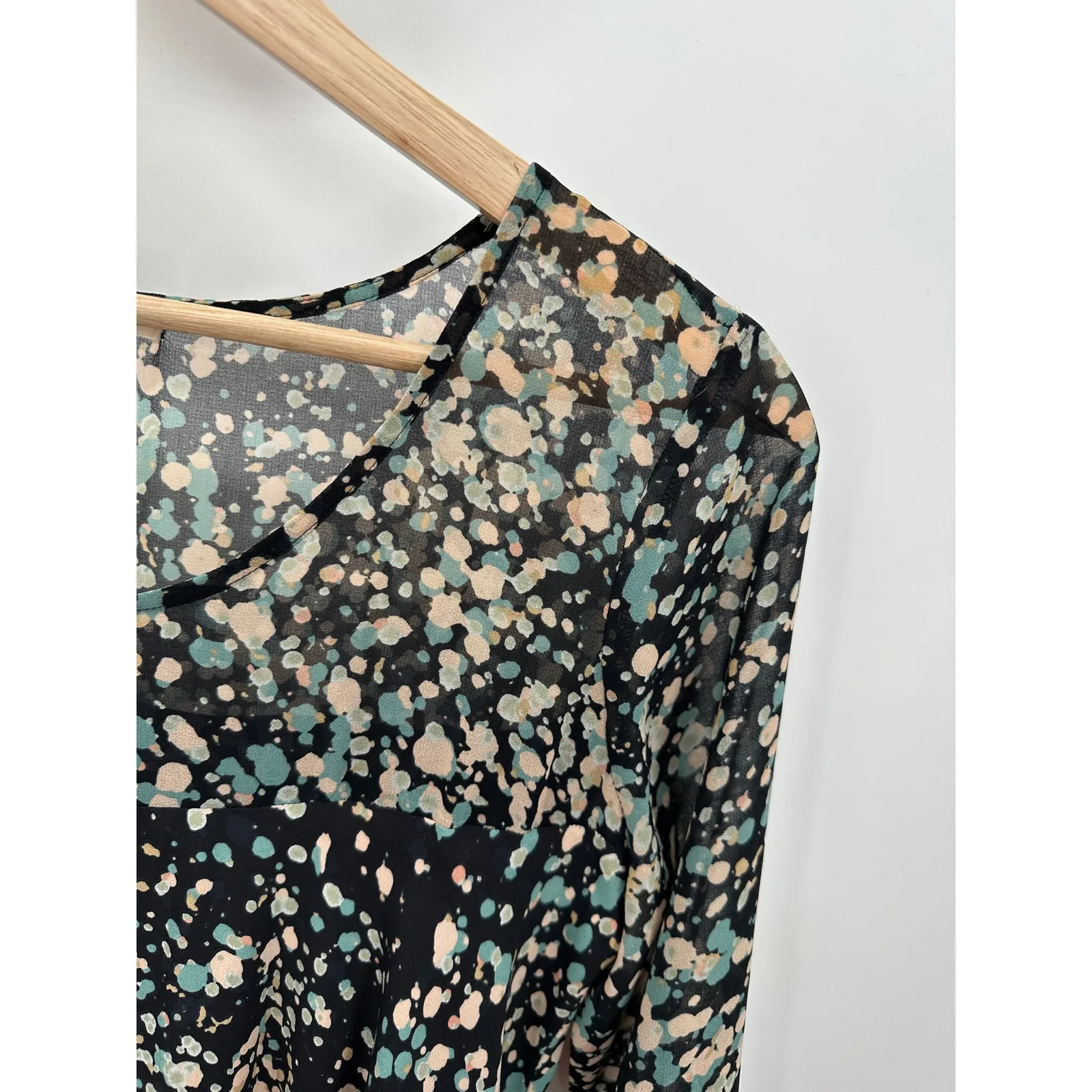 Paper Crown Womens Polka Dot Black Dress Size S Fairy Witch Bell Sleeve Artsy - Image 4