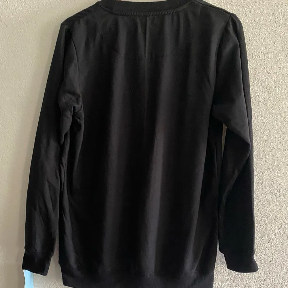 NWT Def Leppard Women Christmas Holiday Black Graphic Sweatshirt L Large - Image 6