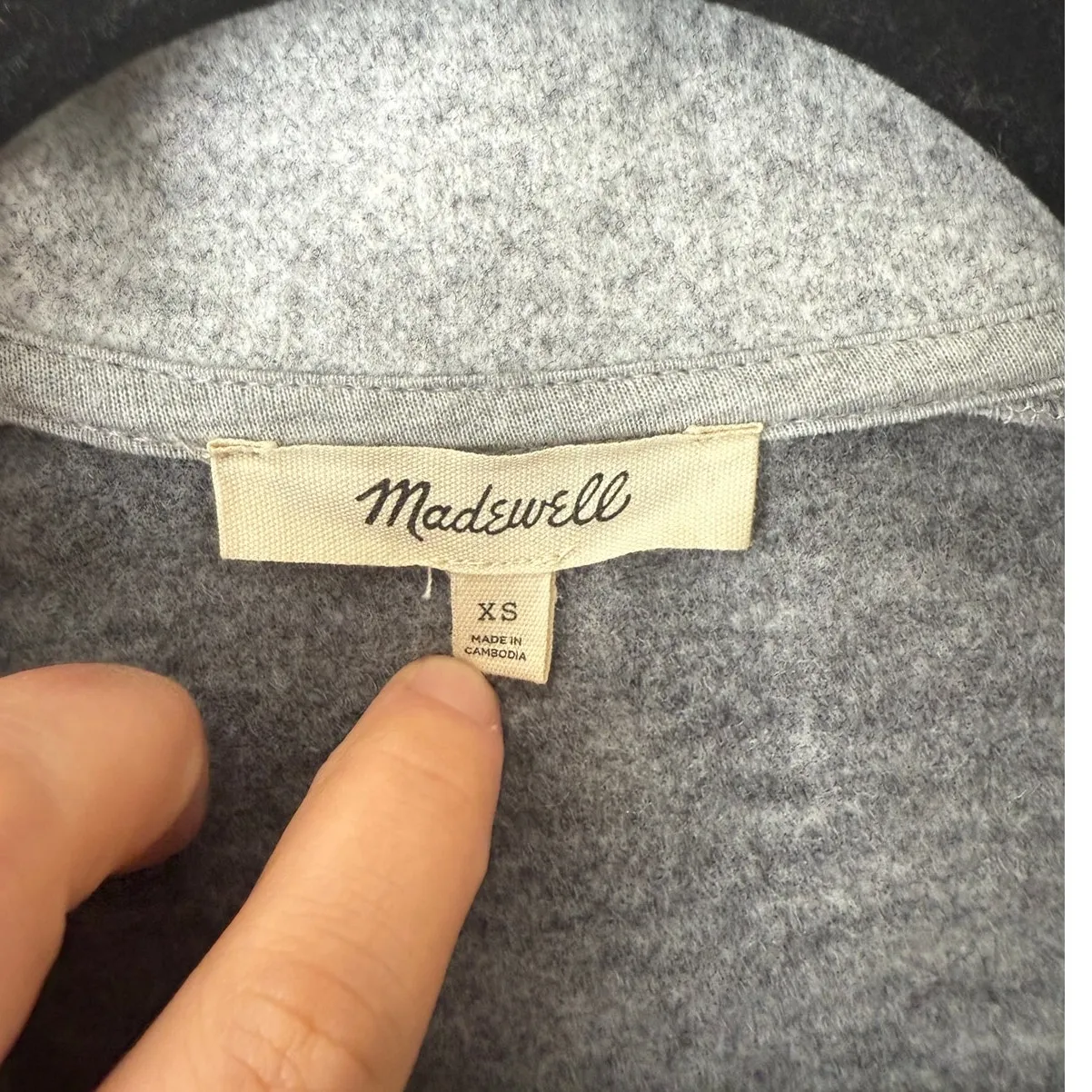 Madewell Gray Wool Blend Relaxed Mockneck Knit Jacket Full Zip Pockets Preppy-XS - Image 3