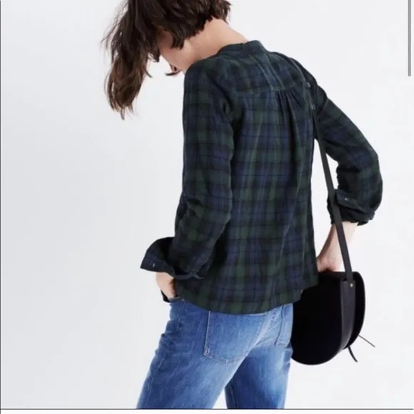 Madewell  Plaid Ruffle Wool Cropped Top - Image 3