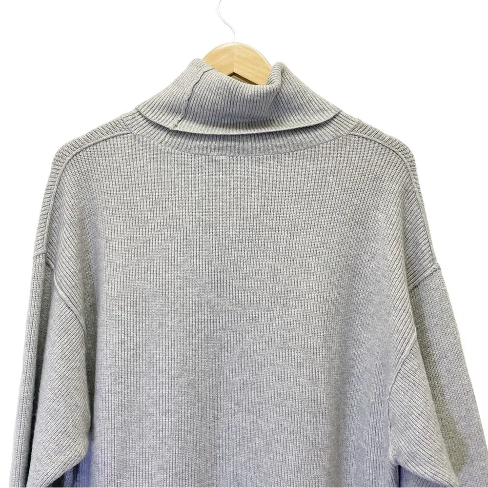 Free People Softly Structured Knit Turtleneck Oversized Gray Sweater Size XS - Image 7