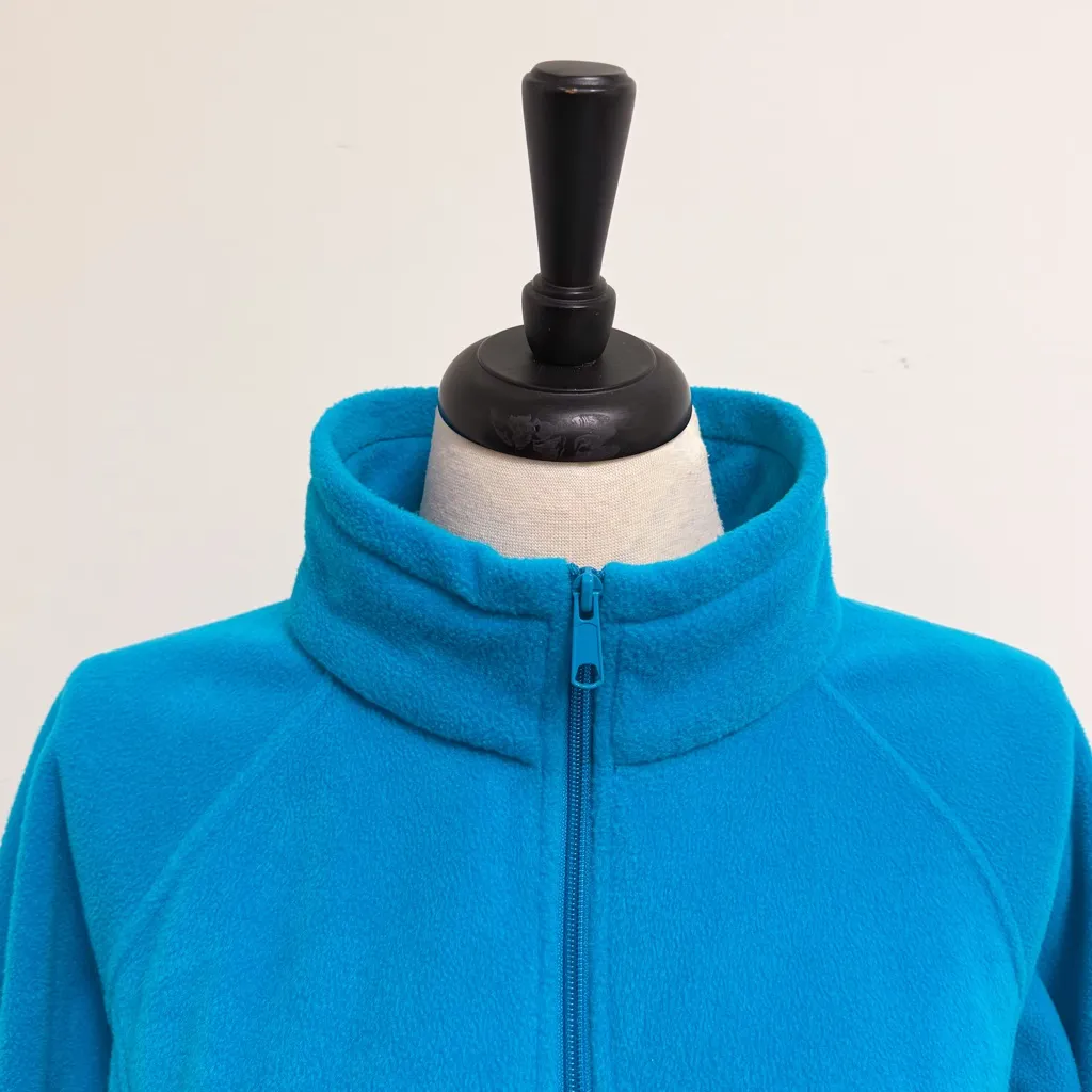 Columbia Blue Fleece Benton Springs Full Zip Up Grey Embroidered Logo Jacket 1X - Image 2