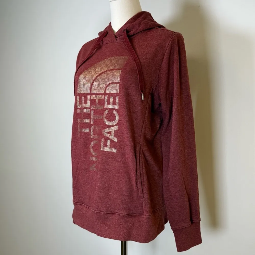 The North Face Hoodie Heathered Burgundy Metallic Logo Women’s Size Medium - Image 2