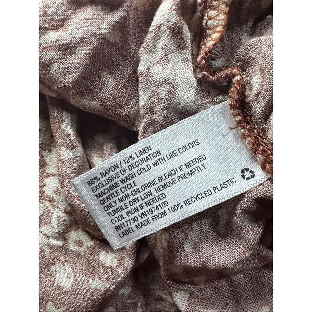 Knox Rose Floral Boho Western Dress Rust Brown Cream Sz XL - Image 9