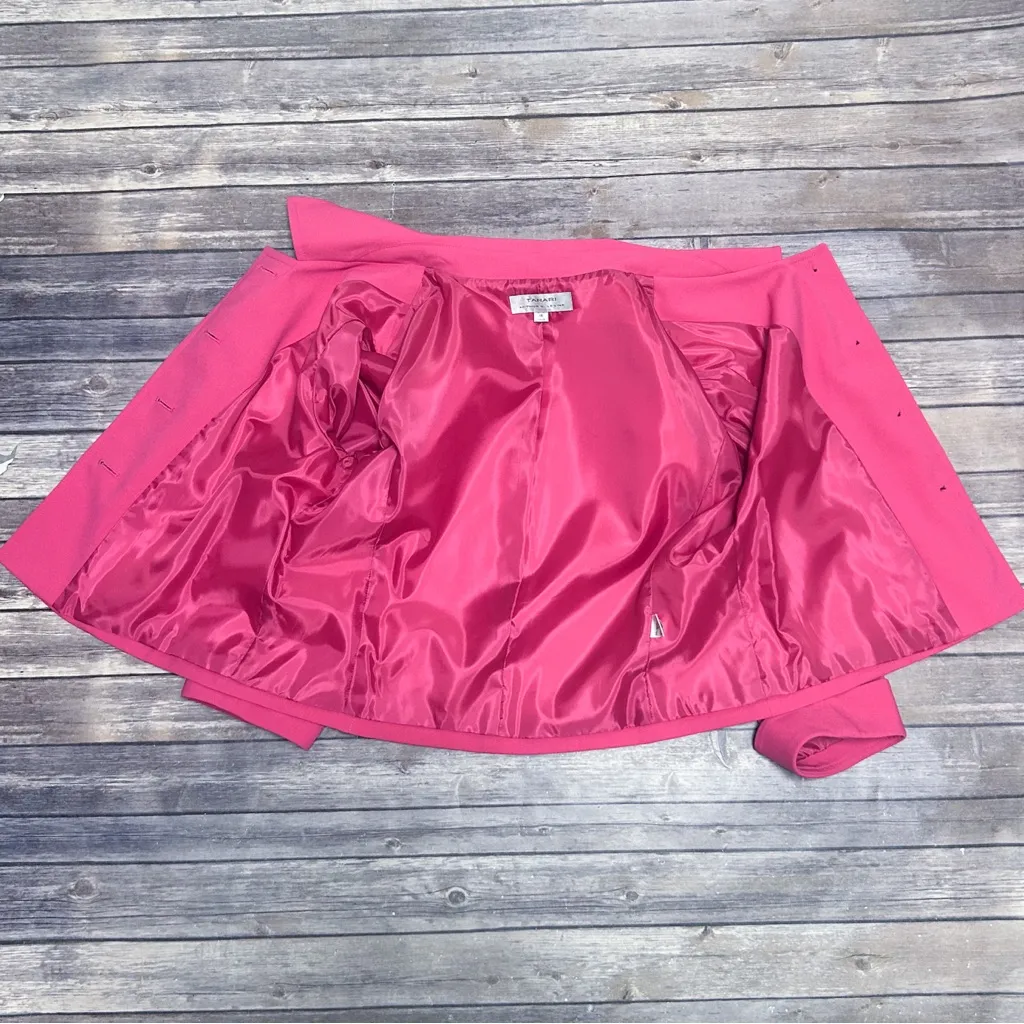 Tahari Arthur S Levine Pink Black Button Collared 3/4 Cuffed Sleeve Short Jacket - Image 7