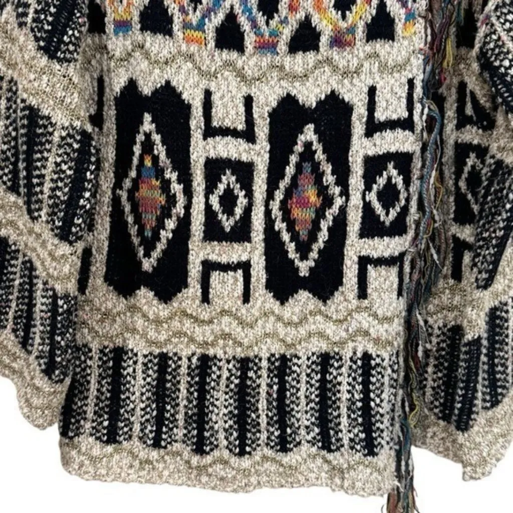 Moth Anthropologie Gold Threaded Knit Cardigan Aztec Bohemian Artsy Eclectic S Blue Size undefined - Image 6