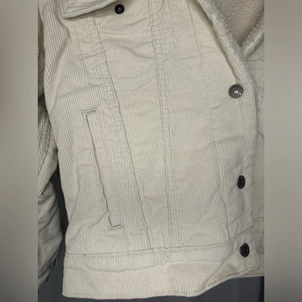 Levi's Sherpa lined jacket XS cream NWT womens Corduroy - pockets trucker jacket - Image 11