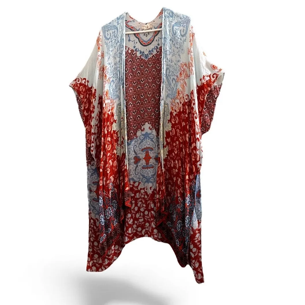 Altar'd State Multi Color Bohemian Midi Kimono OS - Image 10